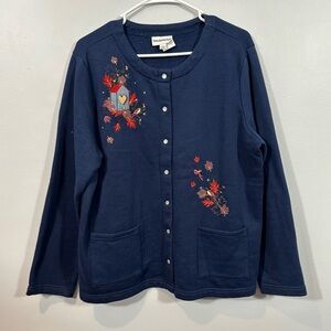 Breckenridge Full-snap Cardigan w birdhouse detail size XL